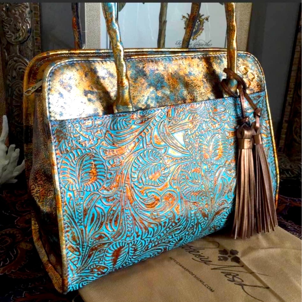 Patricia Nash Large Paris Tooled Turquoise Forest